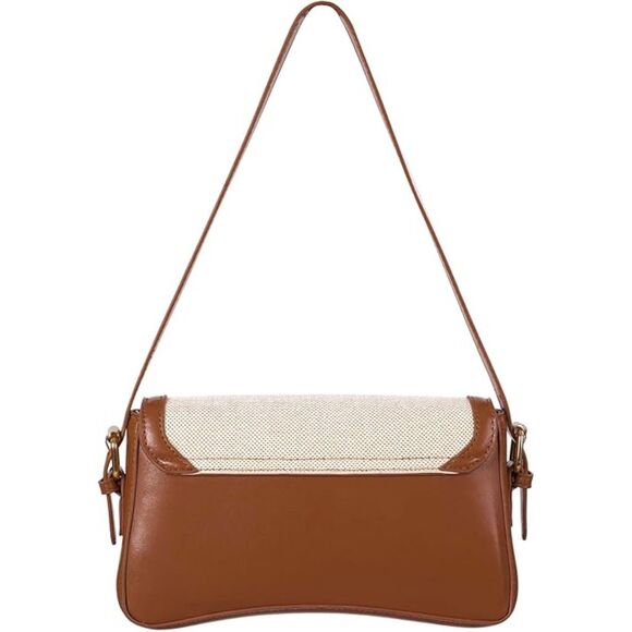 Women Brown And Beige Casual Leather Waterproof Lightweight Hobo Handbag - Picture 2 of 4